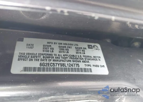 2008 Pontiac G8 Gt from USA, damaged, VIN 6G2EC57Y98L124775